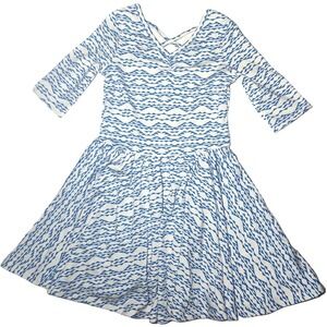 Dot Dot Smile Girls 8 10 Blue White Ballerina Twirl Dress 3/4 Sleeve NWT